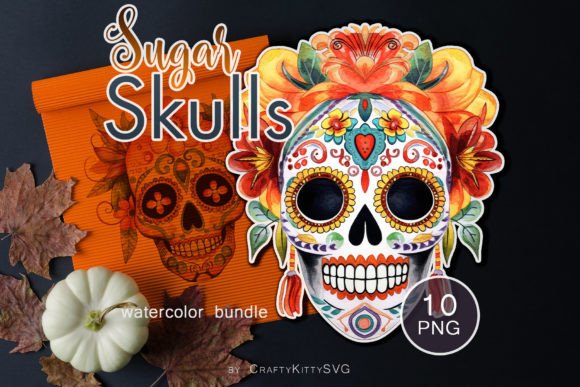 A Designer's Review of the Sugar Skull Watercolor Graphics Bundle