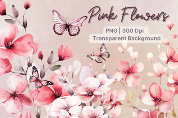 A Designer's Review: Pink Flower & Butterfly Clipart