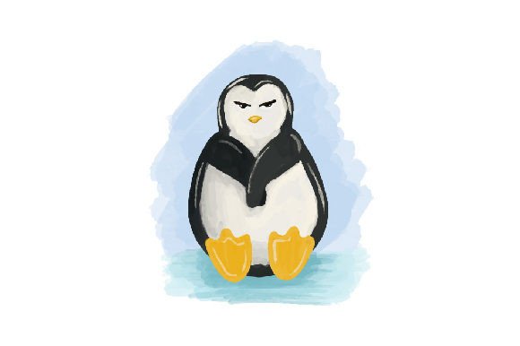 A Grumpy Penguin Watercolor for Crafts & Animals Branding