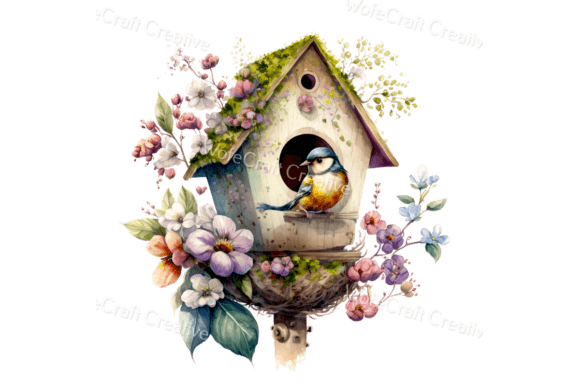 A Sublime Spring Birdhouse Graphics Asset for Modern Illustrations
