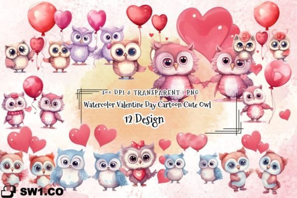 A Watercolor Owl Design for Valentine's Embroidery Projects
