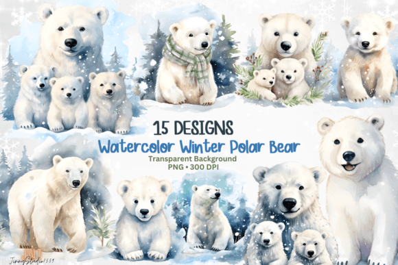 A Watercolor Polar Bear Design Asset for Editorial Graphics & Illustrations