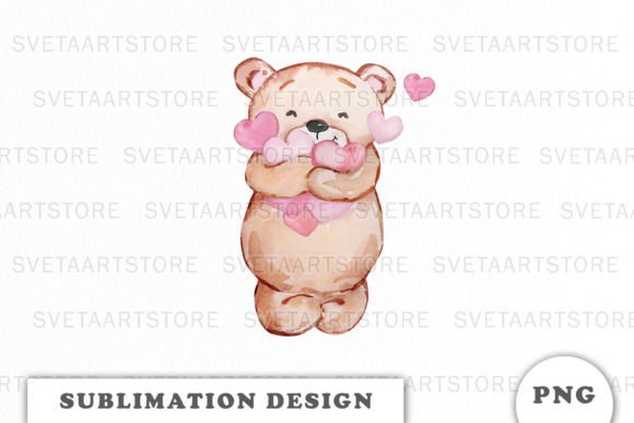 A Watercolor Teddy Bear Graphic for Real Valentine s Crafting