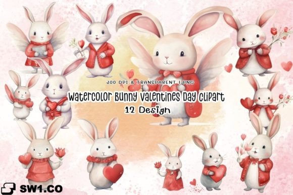 Exploring a Watercolor Bunny Clipart Bundle for Valentines Graphics