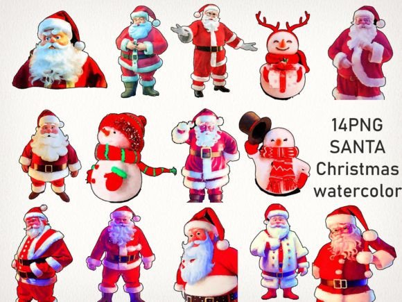 Santa Christmas Watercolor Sublimation for Graphics and Crafts