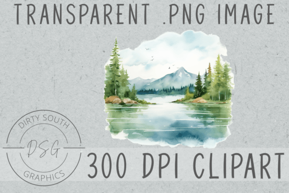 This Watercolor Lake Scene Graphic Is an Editorial Mood Builder