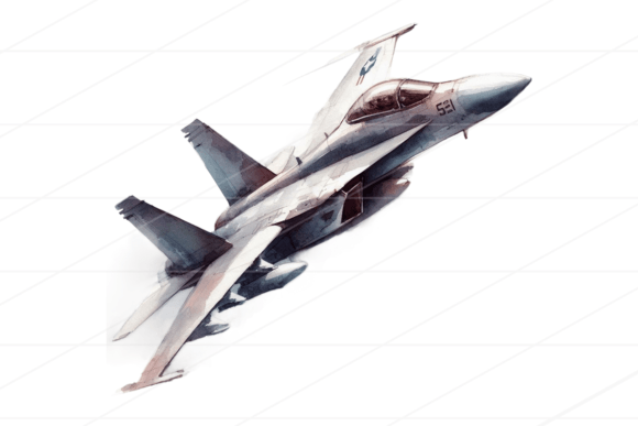 Watercolor Fighter Jet Clipart for Brand Graphics and Illustrations