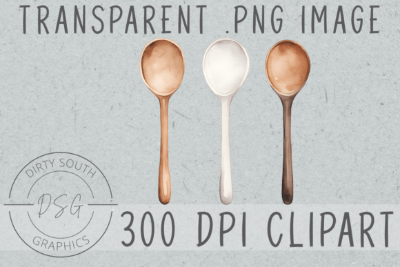 Watercolor Rustic Wooden Spoon Graphics for Visual Content